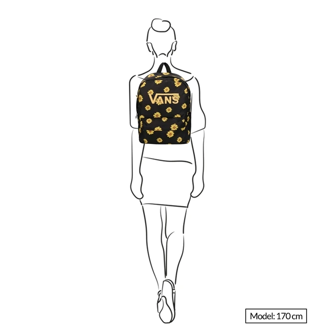 Vans Girls Realm H20 Backpack Sunfloral Black/ochre 4 Vans Girls Realm H20 Backpack Sunfloral Black/ochre - Afbeelding 2