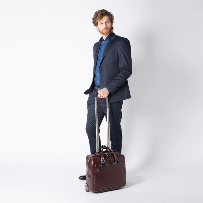 Piquadro Black Square Briefcase With Wheels Brown 4 Piquadro Black Square Briefcase With Wheels Brown - Afbeelding 2