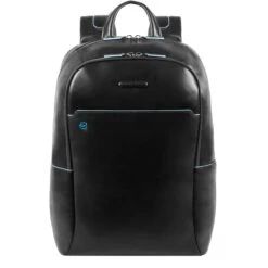Piquadro Blue Square Computer Backpack With IPad Compartment Black