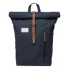 Sandqvist Dante Backpack Navy With Cognac Brown Leather