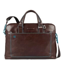 Piquadro Blue Square Computer Portfolio Briefcase 15'' Mahogany